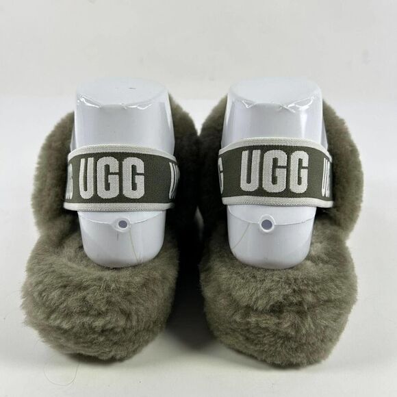 UGG Women's Fluff Yeah US 7 Army Green Platform Slide Fur Sandals - Picture 6 of 10